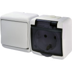 Розетка+вимикач 1-клавішний ETI HERMETICS VRHH-1sd Білий (4668032)