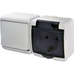 Розетка+вимикач 1-клавішний ETI HERMETICS VRHH-1sd Білий (4668032)