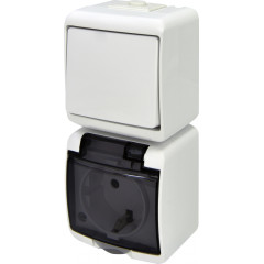 Розетка+вимикач 1-клавішний ETI HERMETICS VRHP-1sd Білий (4668026)