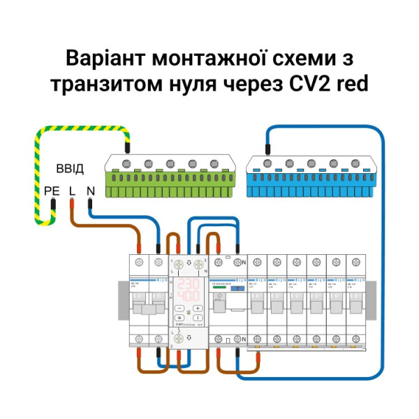 Реле напряжения с контролем тока ZUBR CV2-32 red 32A