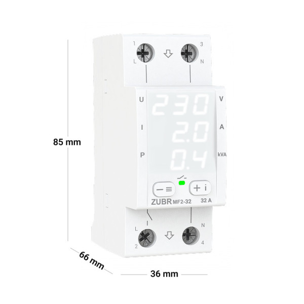 Багатофункціональне реле напруги ZUBR MF2-32 32А двомодульне