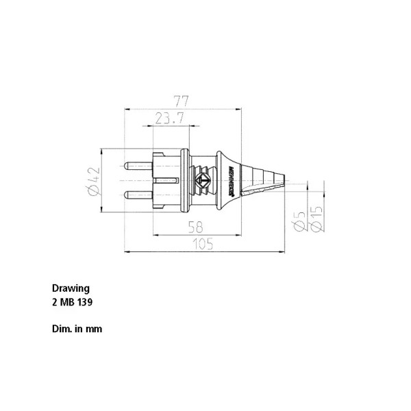 Вилка MENNEKES SCHUKO 16A 2п+З 230В IP44 синя (10838)