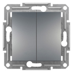 2-клавишный проходной выключатель Schneider Electric Asfora Сталь (EPH0600162)