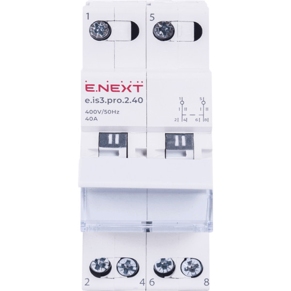 Трехпозиционный переключатель нагрузки E.NEXT e.is3.pro.2.40 2р 40А (p008024)
