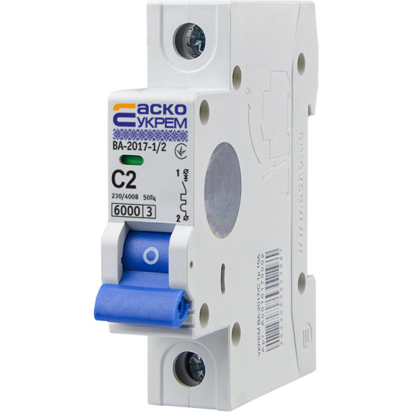 Автоматический выключатель АСКО-УКРЕМ ВА-2017 1p 2А тип C 6кА (A0010170029)