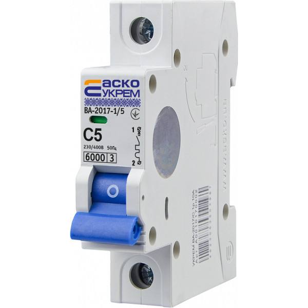 Автоматичний вимикач АСКО-УКРЕМ ВА-2017 1p 5А тип C 6кА (A0010170032)