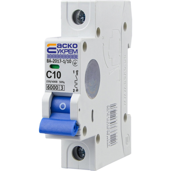 Автоматичний вимикач АСКО-УКРЕМ ВА-2017 1p 10А тип C 6кА (A0010170002)