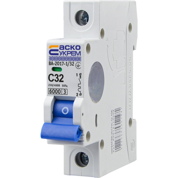 Автоматичний вимикач АСКО-УКРЕМ ВА-2017 1p 32А тип C 6кА (A0010170006)