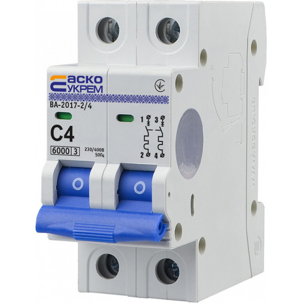 Автоматический выключатель АСКО-УКРЕМ ВА-2017 2p 4А тип C 6кА (A0010170036)