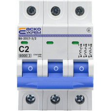 Автоматический выключатель АСКО-УКРЕМ ВА-2017 3p 2А тип C 6кА (A0010170039)