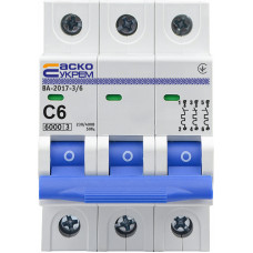 Автоматический выключатель АСКО-УКРЕМ ВА-2017 3p 6А тип C 6кА (A0010170019)