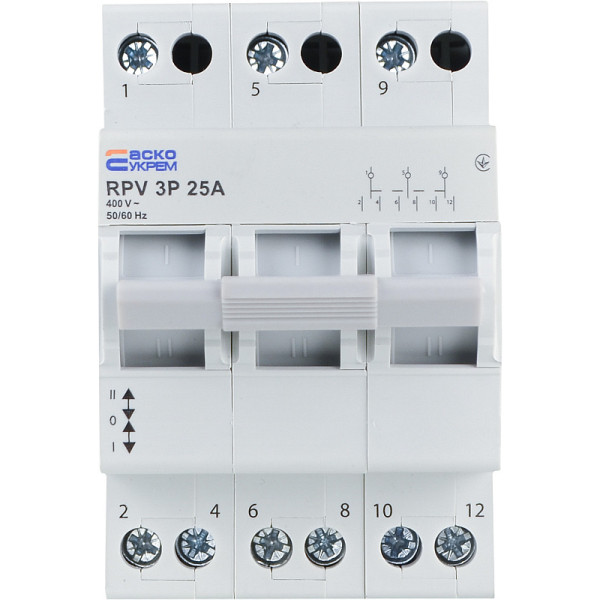 Ручной переключатель ввода (1-0-2) Аско-Укрем RPV 3P 25A (A0010220008)