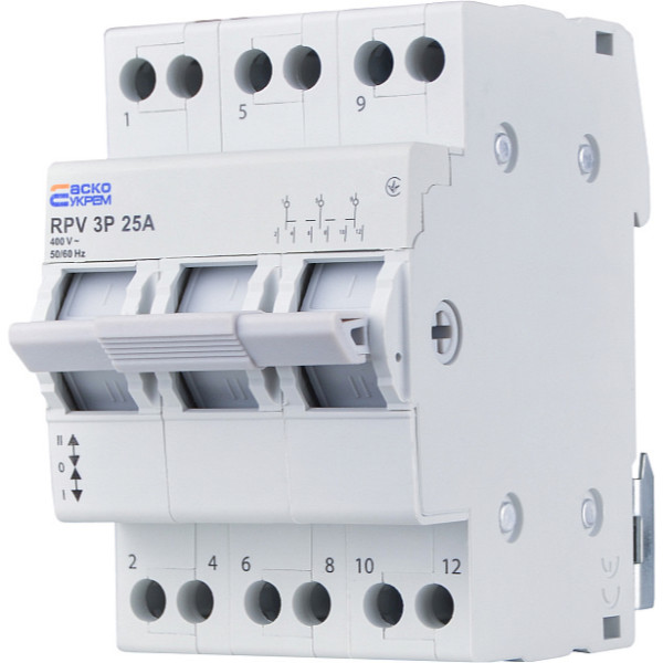 Ручной переключатель ввода (1-0-2) Аско-Укрем RPV 3P 25A (A0010220008)