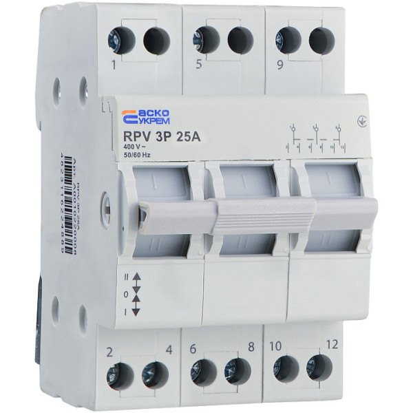 Ручной переключатель ввода (1-0-2) Аско-Укрем RPV 3P 25A (A0010220008)