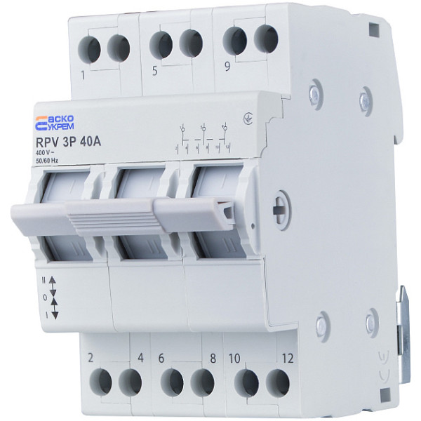 Ручний перемикач вводу (І-0-ІІ) RPV 3P 40A АСКО