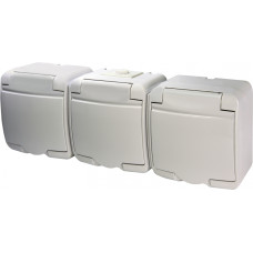 Розетка тройная с защитной крышкой с з/к ETI HERMETICS RHE-3s IP54 белая (4668023)