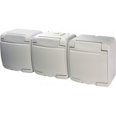 Розетка потрійна із захисною кришкою з з/к ETI HERMETICS RHE-3s IP54 біла (4668023)