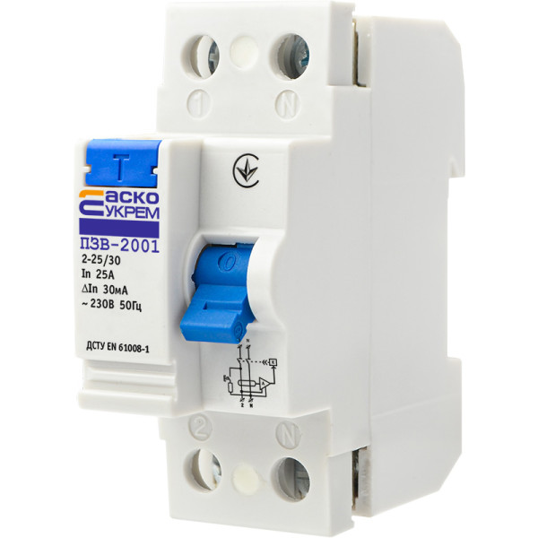 Диференціальне реле (ПЗВ) АСКО-УКРЕМ 2p 25А 30 мА (A0020010003)