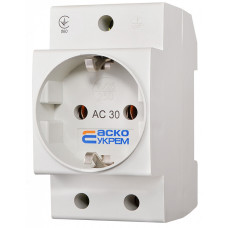 Розетка на DIN-рейку АСКО-УКРЕМ AC30 2Р+РЕ з заземленням (A0150010104)