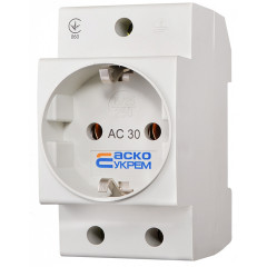 Розетка на DIN-рейку АСКО-УКРЕМ AC30 2Р+РЕ з заземленням (A0150010104)