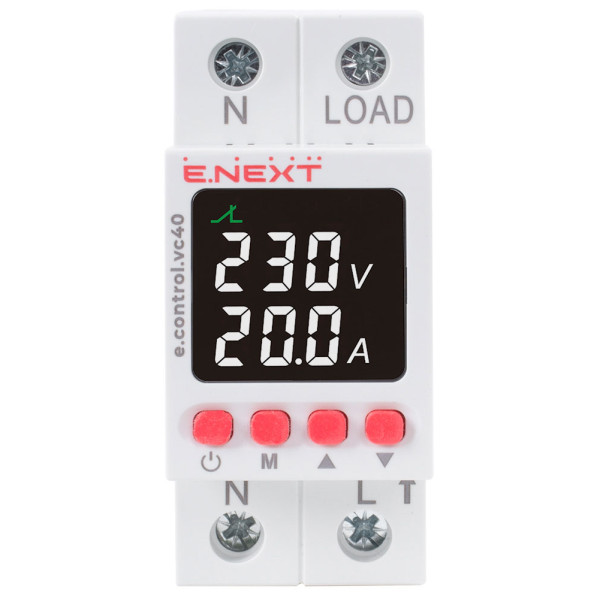 Реле контролю напруги та струму однофазне E.Next e.control.vc40 40А з індикацією (p0690029)