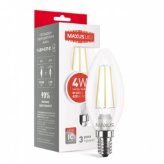 Лампа світлодіодна філаментна MAXUS C37 4W 3000K 220V E14 (1-LED-537-01)