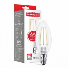 Лампа светодиодная филаментная MAXUS C37 4W 4100K 220V E14 (1-LED-538-01)