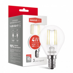 Лампа світлодіодна філаментна MAXUS G45 4W 4100K 220V E14 (1-LED-548-01)