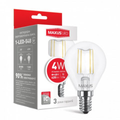 Лампа світлодіодна філаментна MAXUS G45 4W 4100K 220V E14 (1-LED-548)