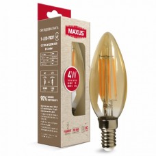 Лампа светодиодная филаментная MAXUS арт деко C37 4W 2200K 220V E14 Amber (1-LED-7037)