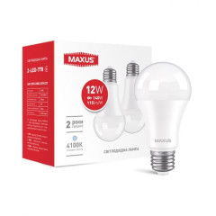 Лампа світлодіодна MAXUS A60 12W 4100K 220V E27 2шт (2-LED-778)