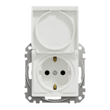 Розетка с заземлением Schneider Electric Sedna Design 16 А со шторками Белый (SDD111024)