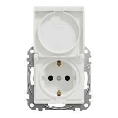Розетка із заземленням, шторками та кришкою Schneider Electric Sedna Design Білий (SDD111024)