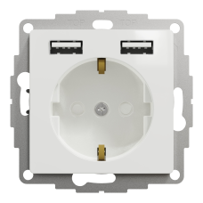 Розетка с заземлением и USB Schneider Electric Sedna Design 16 А + 2×USB Type A Белый (SDD111052)