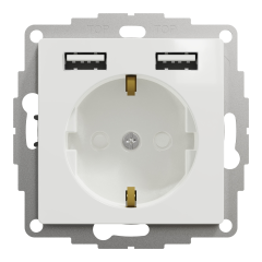 Розетка із заземленням та USB Schneider Electric Sedna Design 16 А + 2×USB Type A Білий (SDD111052)