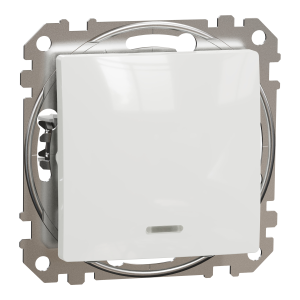 Вимикач одноклавішний з підсвічуванням Schneider Electric Sedna Design 10 А Білий (SDD111101L)