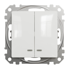 Вимикач двоклавішний з підсвічуванням Schneider Electric Sedna Design 10 А Білий (SDD111105L)