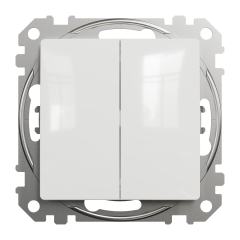 Вимикач двоклавішний прохідний Schneider Electric Sedna Design 10 А Білий (SDD111108)