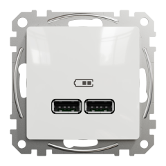 USB-розетка 2xA Schneider Electric Sedna Design 5 Вт Білий (SDD111401)