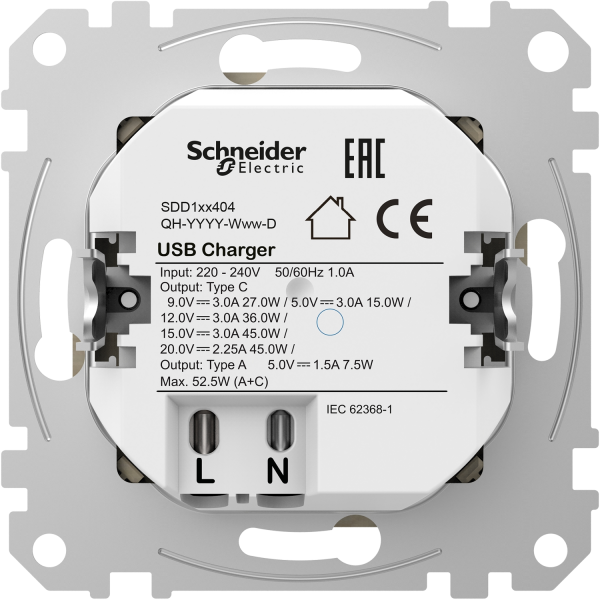 USB-розетка A+C Schneider Electric Sedna Design 45 Вт Белый (SDD111404)