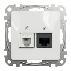 Телекомунікаційна розетка RJ45+RJ11 Schneider Electric Sedna Design Білий (SDD111468)