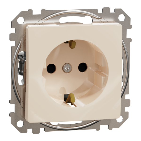 Розетка із заземленням Schneider Electric Sedna Design 16 А зі шторками Бежевий (SDD112022)