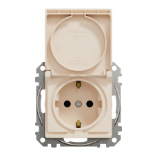 Розетка с заземлением Schneider Electric Sedna Design 16 А со шторками Бежевый (SDD112024)