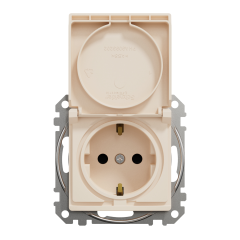 Розетка із заземленням, шторками та кришкою Schneider Electric Sedna Design Бежева (SDD112024)