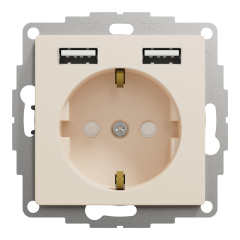 Розетка із заземленням та USB Schneider Electric Sedna Design 16 А + 2×USB Type A Бежевий (SDD112052)