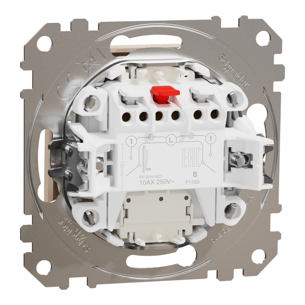 Вимикач двоклавішний з підсвічуванням Schneider Electric Sedna Design 10 А Бежевий (SDD112105L)
