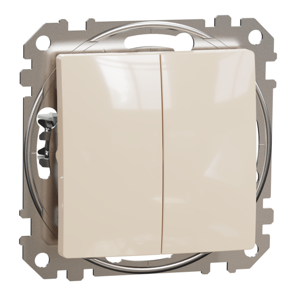 Выключатель двухклавишный проходной Schneider Electric Sedna Design 10 А Бежевый (SDD112108)