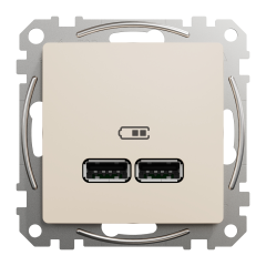 USB-розетка 2xA Schneider Electric Sedna Design 5 Вт Бежевий (SDD112401)