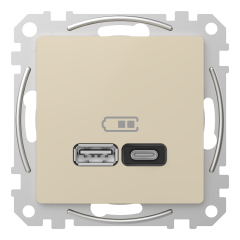 USB-розетка A+C Schneider Electric Sedna Design 3 А 45 Вт Бежевий (SDD112404)