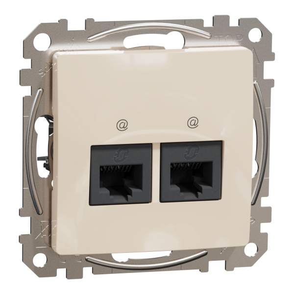 Компьютерная розетка RJ45 Cat5 UTP Schneider Electric Sedna Design 2-постовая Бежевый (SDD112452)